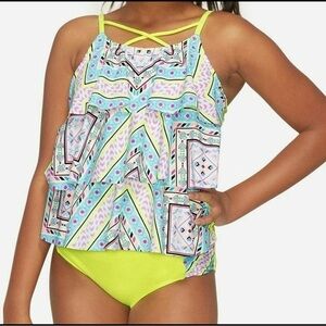 Girls Justice Neon Yellow Geometric Kids Bikini size 8